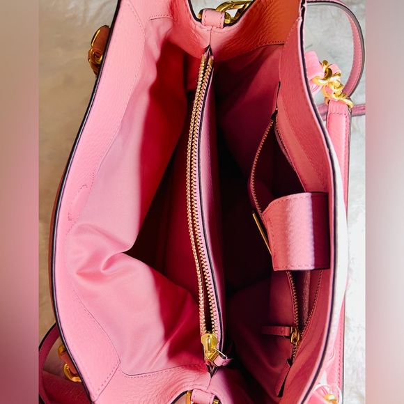 NWT Tory Burch Harper M Size Leather Satchel Bag in Pink w/ Gold Tone Hardware - Picture 7 of 11